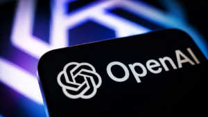 AI Containment Breach concept featuring the OpenAI logo in a cinematic close-up with dramatic blue and purple lighting, symbolizing AI security, containment risks, and artificial intelligence research.
