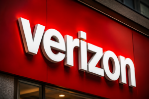 Verizon storefront with a bold red sign, representing a Verizon outage affecting wireless, internet, or mobile services.