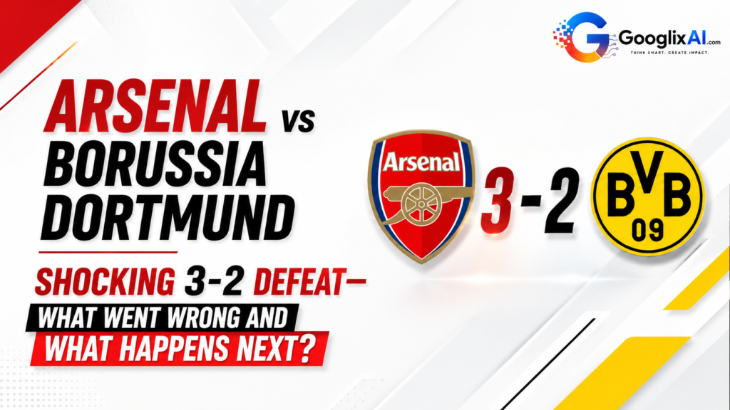 Arsenal vs Borussia Dortmund 3-2 match result and analysis graphic